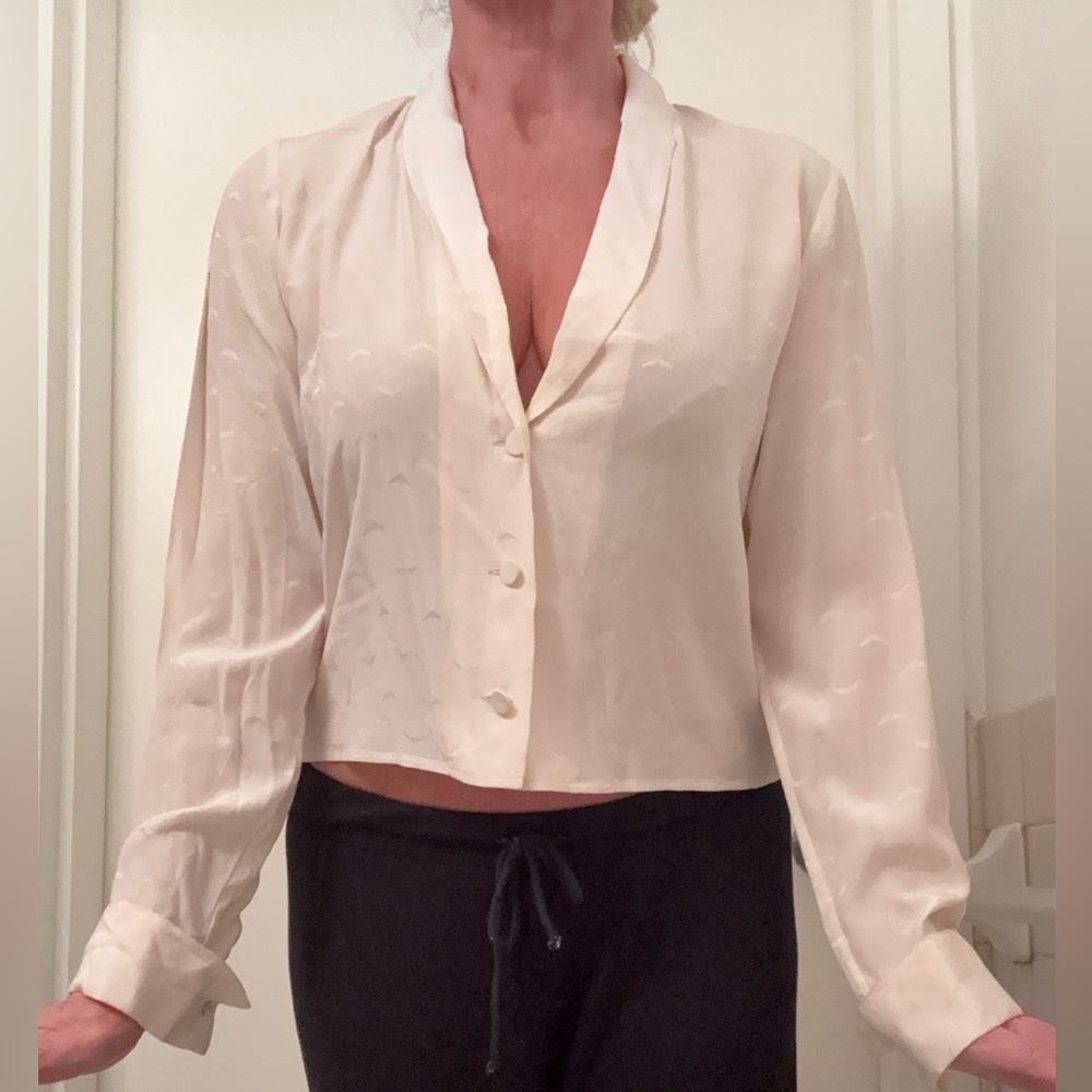 Zadig & Voltaire Silk Cream- Light Pink Button-Up Blouse Brand New Sz M